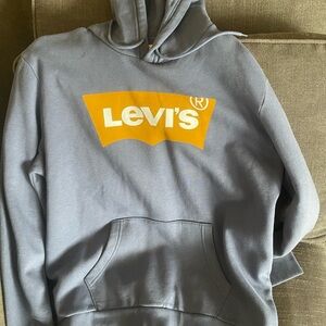 Levi's Men's Gray Crewneck Hoodie with Yellow Logo